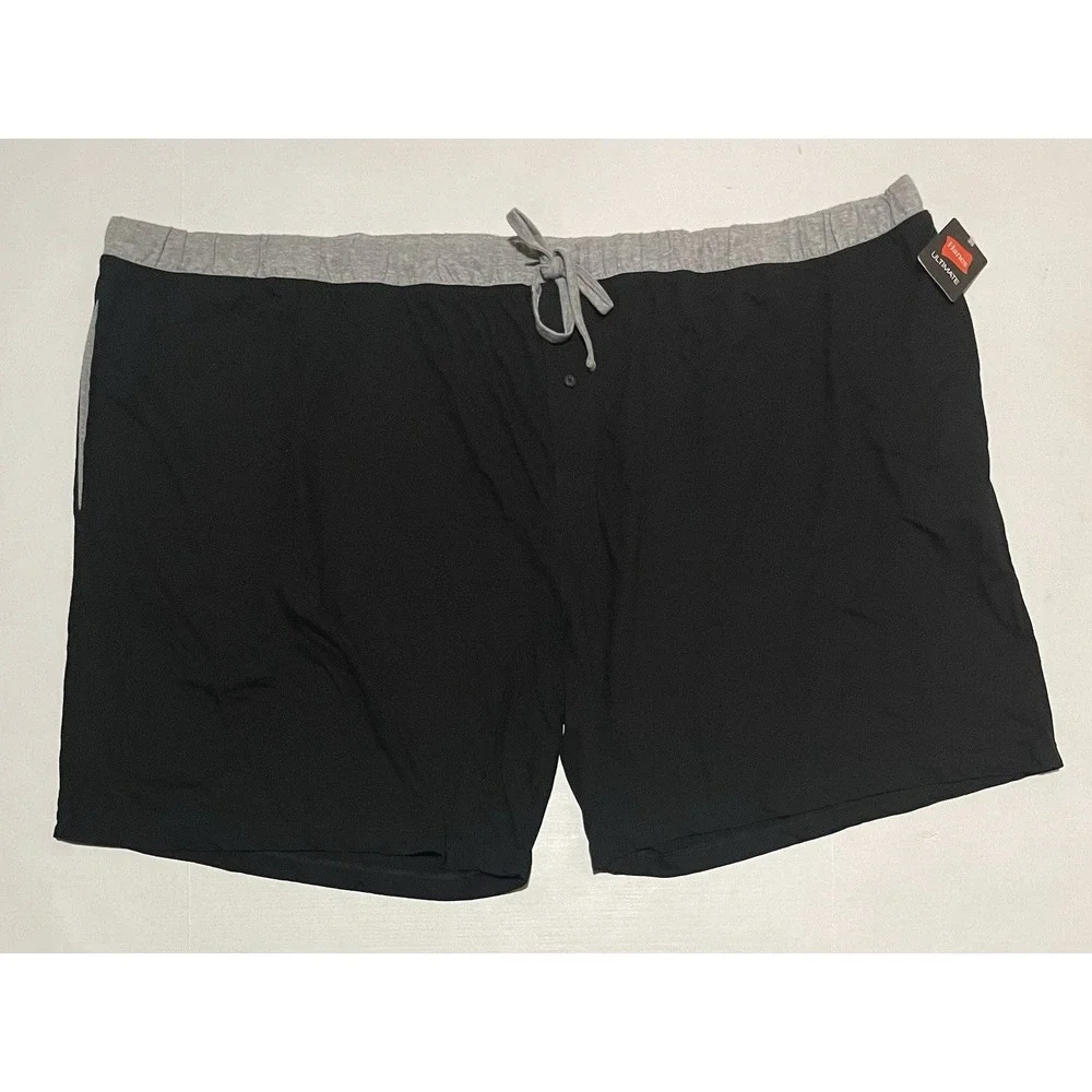 NWT Hanes Classics Cotton Blend Boxers Men's Plus‎ Size 7X Lot Of 2 Black Gray